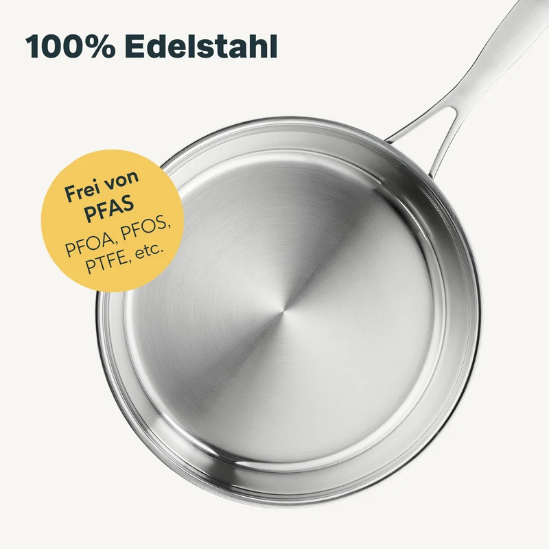 Edelstahlpfanne 24 cm Unbeschichtet