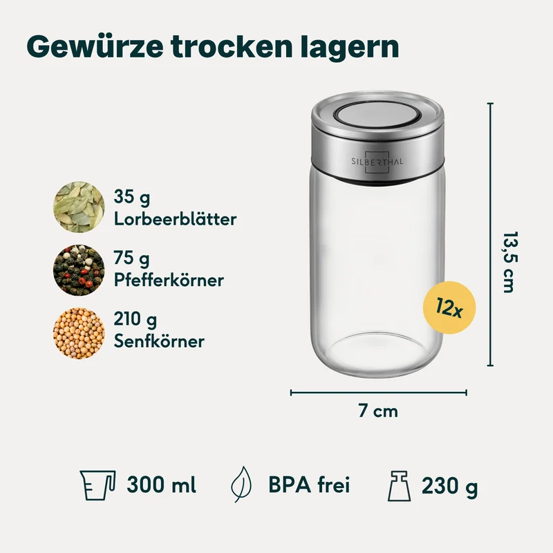 Gewürzgläser 300ml 12er Set