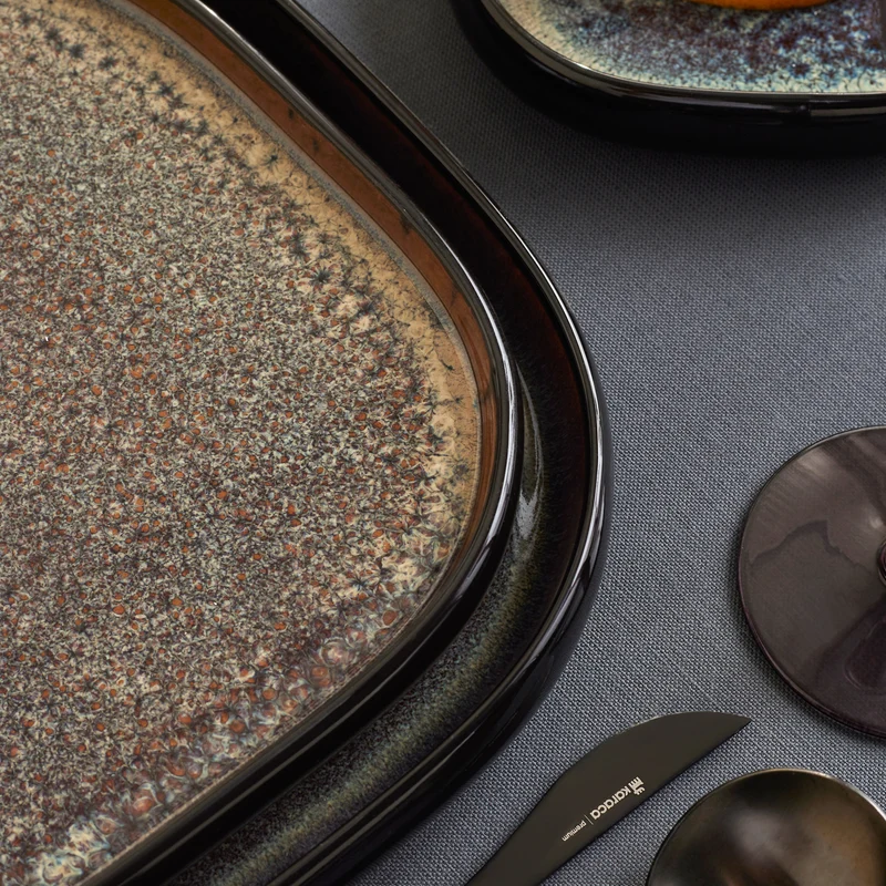 Karaca Earth Collection Galactic Shiny Black 55-teiliges Tafelservice für 12 Personen