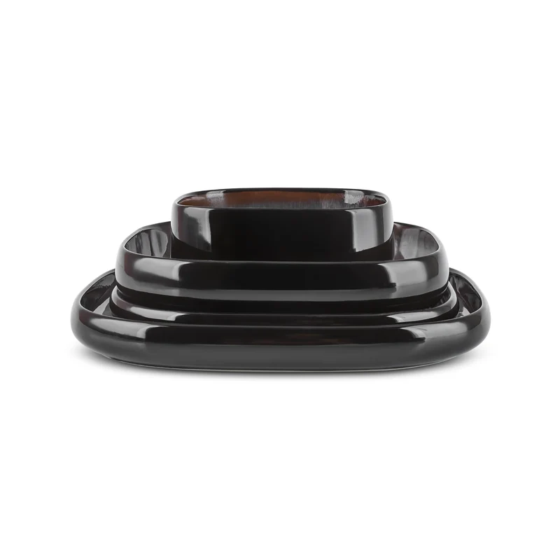 Karaca Earth Collection Galactic Shiny Black 55-teiliges Tafelservice für 12 Personen