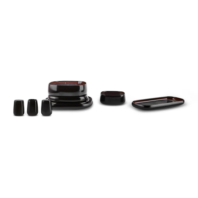 Karaca Earth Collection Galactic Shiny Black 55-teiliges Tafelservice für 12 Personen