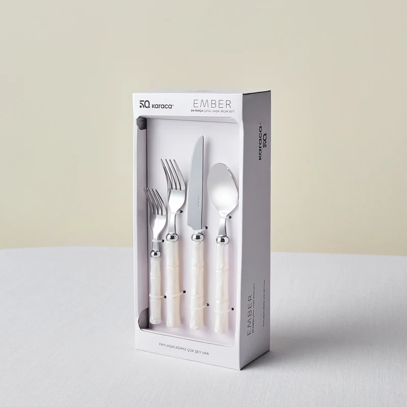 Karaca Ember Besteckset für 6 Personen, 24-teilig, Creme