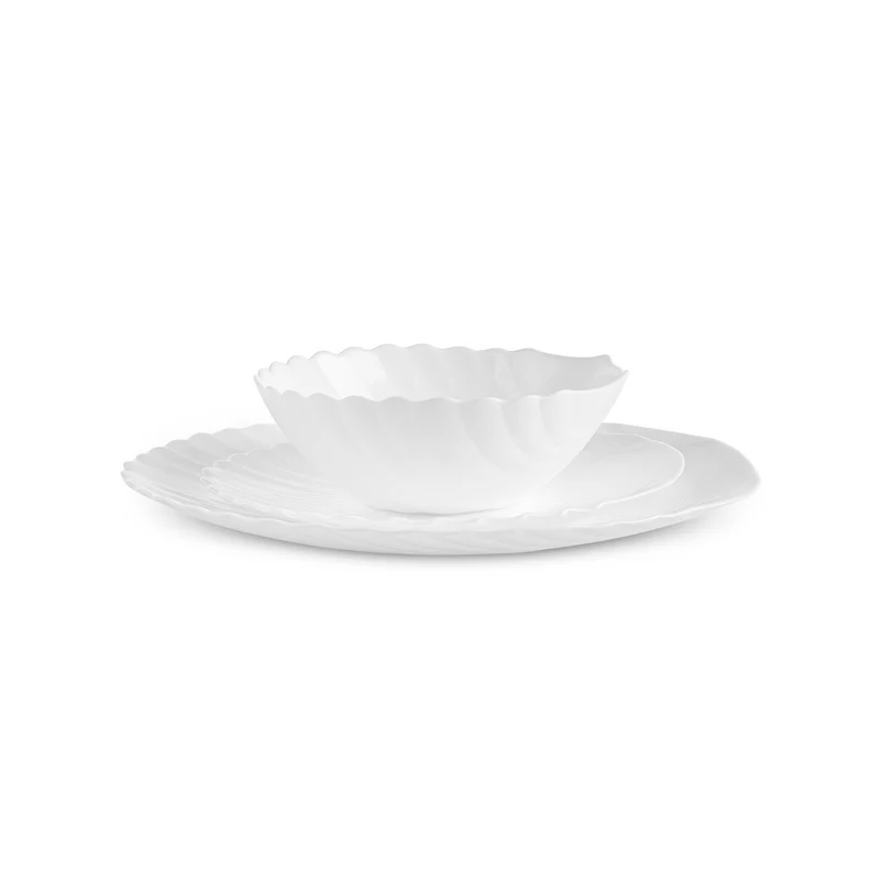 Karaca White Shell Opal Glas Tafelservice 18-teilig für 6 Personen