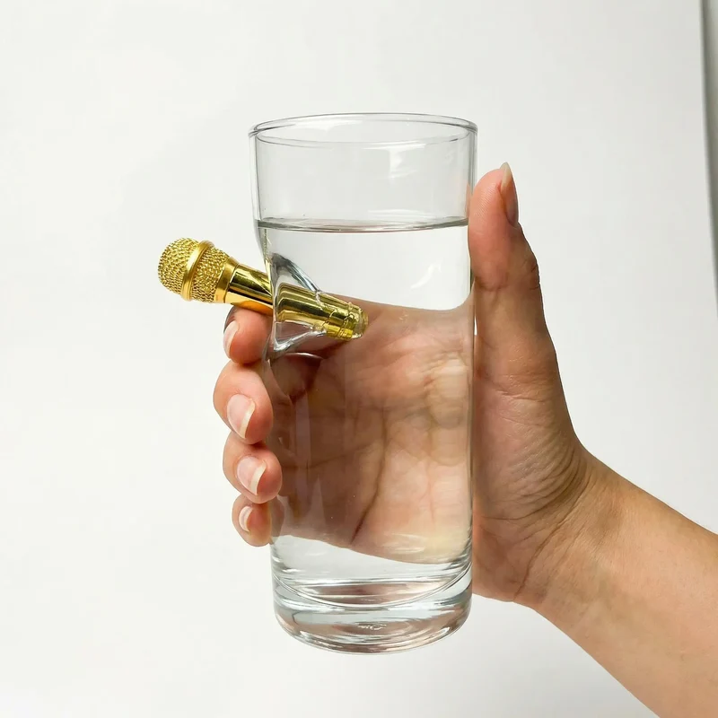Trinkglas mit eingearbeitetem mini Mikrofon