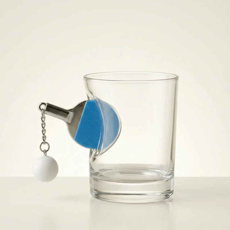 Tischtennis Glas mit Ball – Handgemachtes Geschenk für Spieler & Trainer