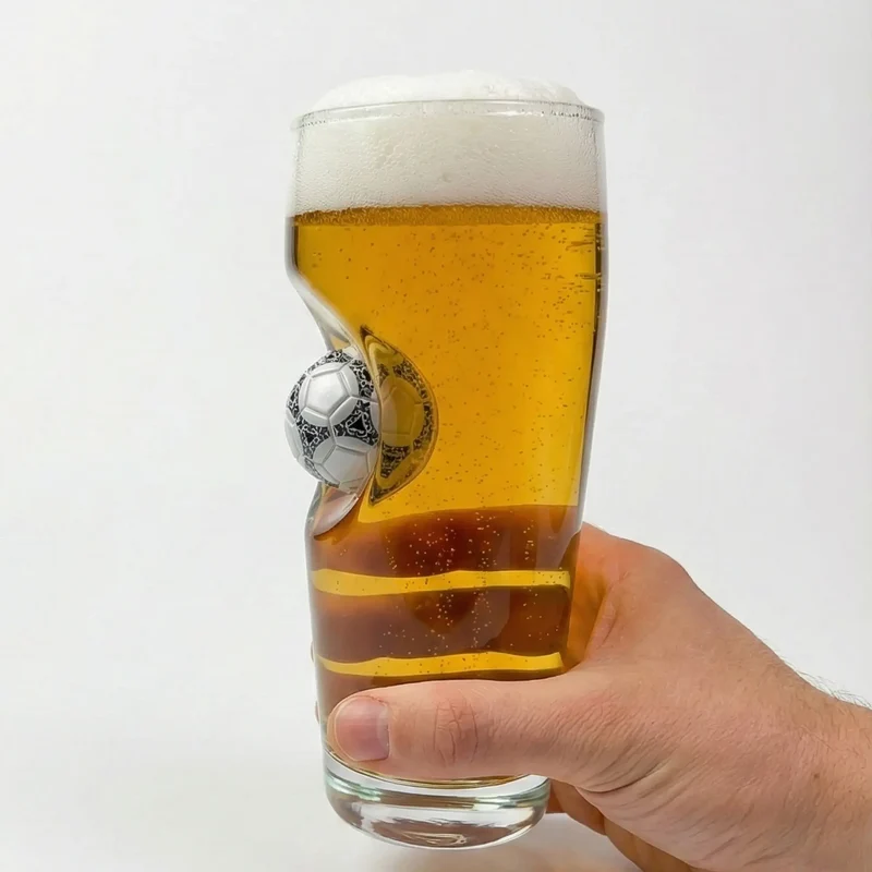 Fussball Bierglas WM 2026 Edition – 605ml Unikat mit echtem Ball-Design