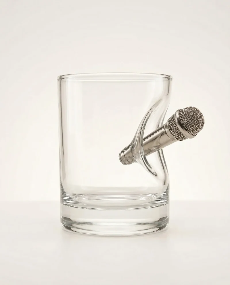 Mikrofon-Glas (230ml) – Handgemachtes Geschenk für Musiker & ESC-Fans