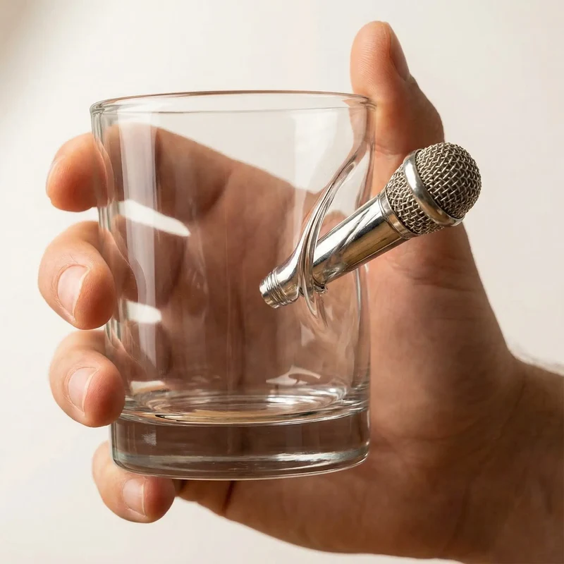 Mikrofon-Glas (230ml) – Handgemachtes Geschenk für Musiker & ESC-Fans