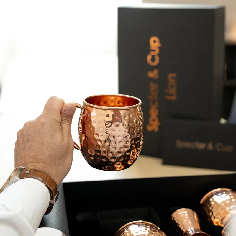 Moscow Mule Set Líon – 4 Kupferbecher 500 ml + 6-teiliges Zubehör