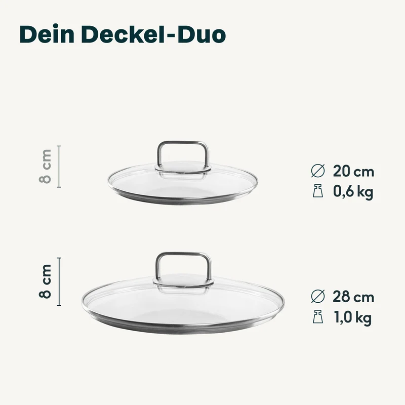 2x Glasdeckel Set (20+28 cm)
