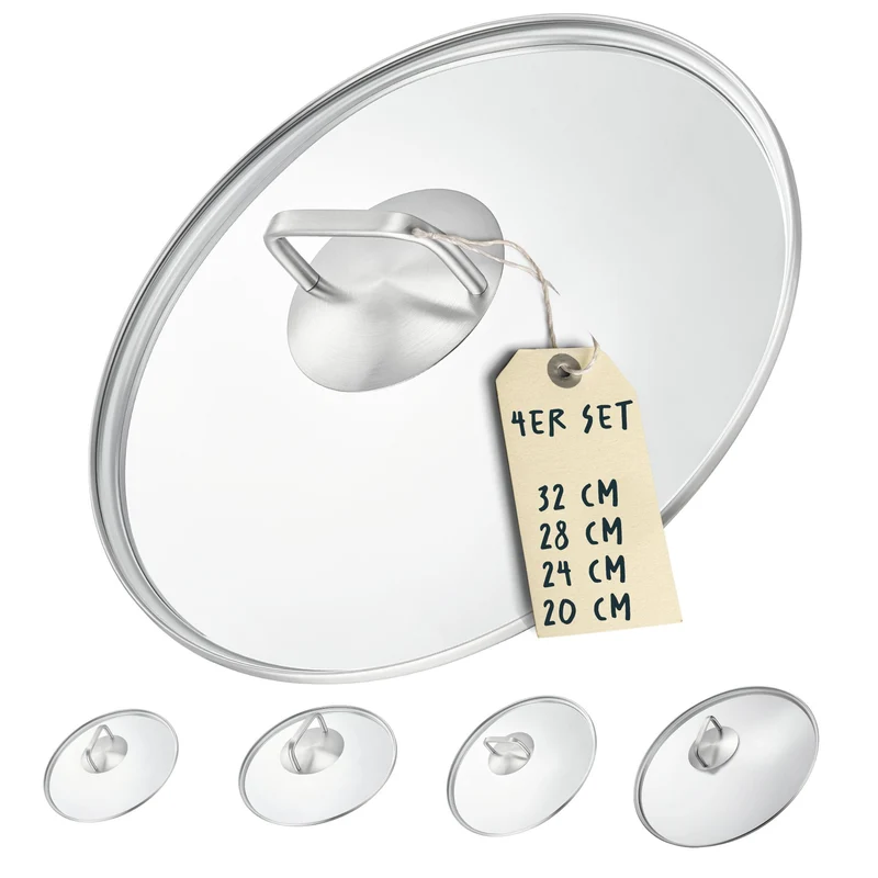 4x Glasdeckel Set (20, 24, 28 & 32 cm)