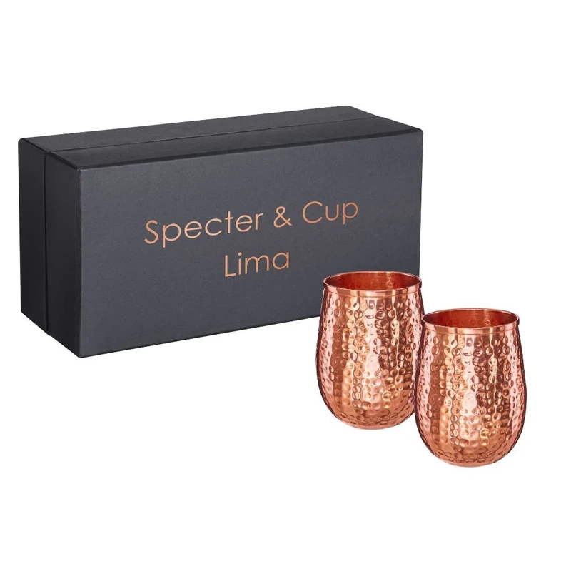 Kupferbecher-Set Lima – 2x Cocktailbecher (gehämmert, 470 ml)