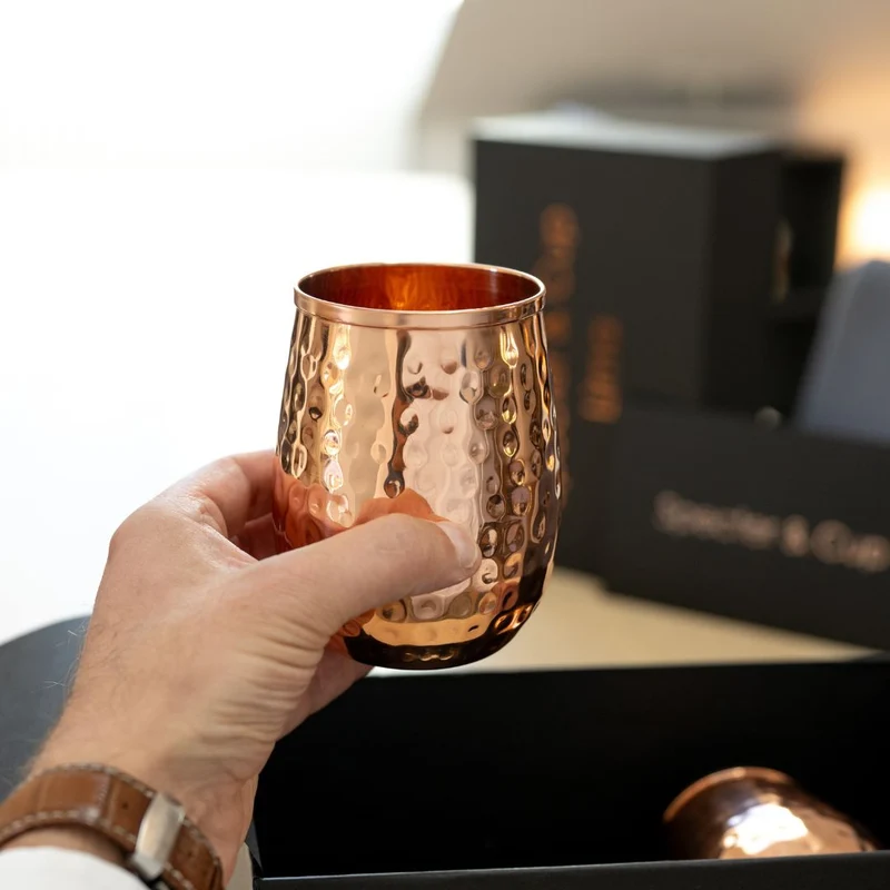 Kupferbecher-Set Lima – 2x Cocktailbecher (gehämmert, 470 ml)