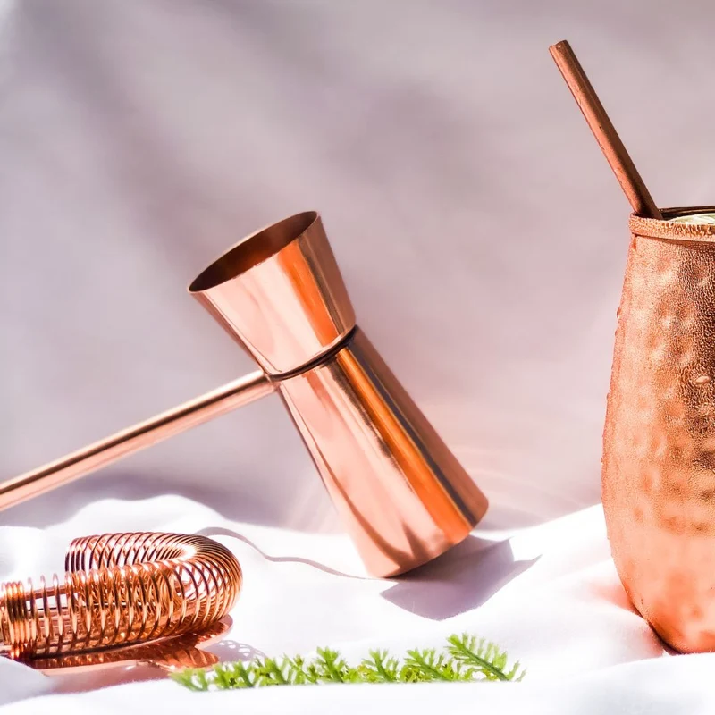 Cocktail-Bar Zubehörset Vogue, 5-teilig – kupferbeschichtet
