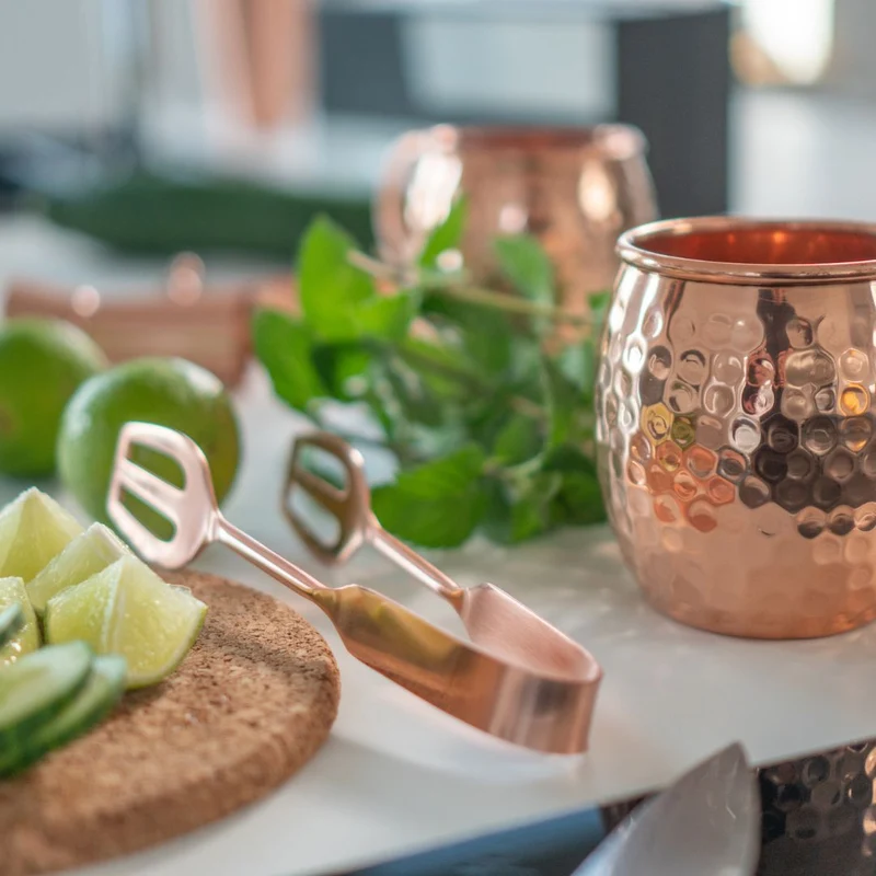 Cocktail-Bar Zubehörset Vogue, 5-teilig – kupferbeschichtet
