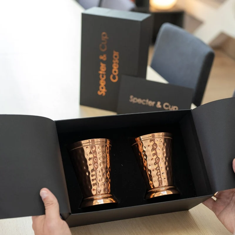 Kupferbecher-Set Caesar – 2x Cocktailbecher (gehämmert, römisch-geprägter Stil, 300 ml)