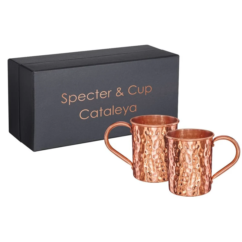 Kupferbecher-Set Cataleya – 2x Cocktailbecher (gehämmert, 400 ml)