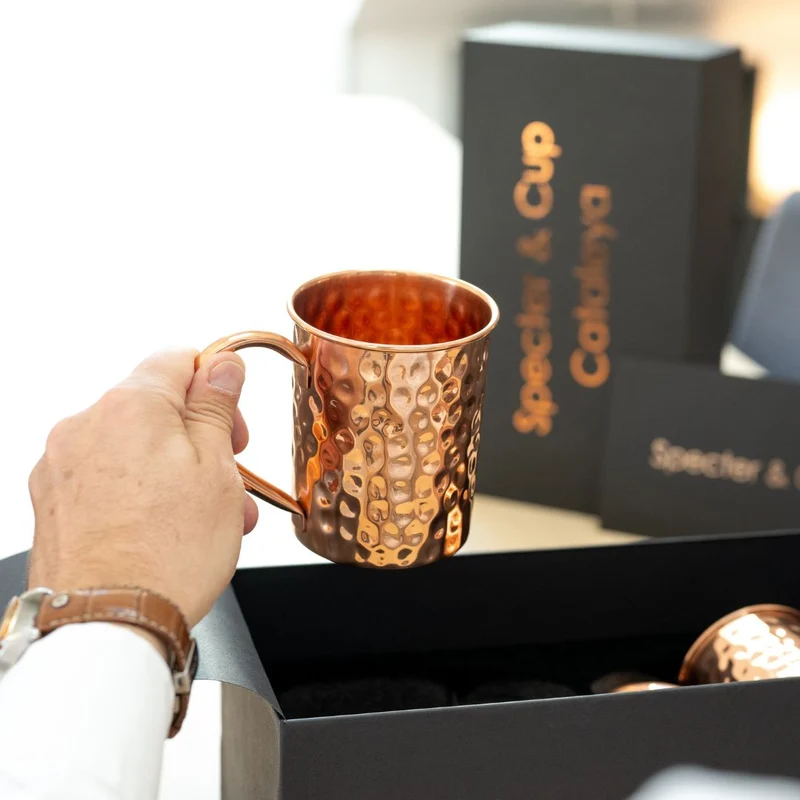 Kupferbecher-Set Cataleya – 2x Cocktailbecher (gehämmert, 400 ml)