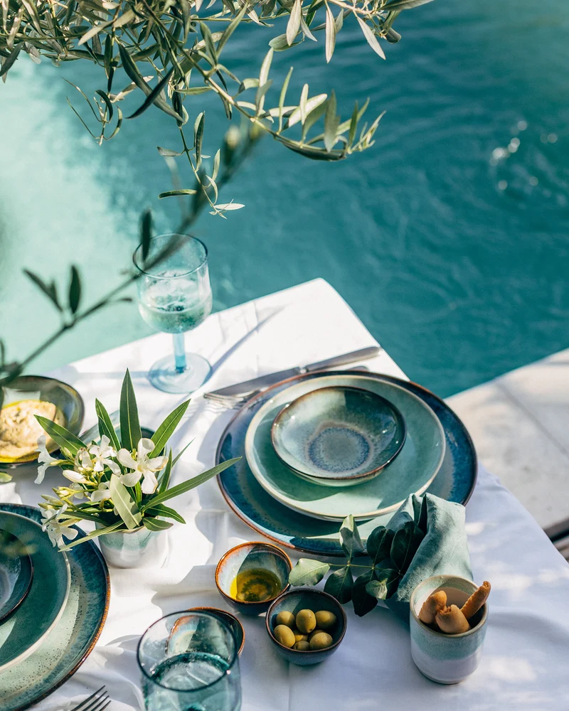 Geschirr-Set Ocean Vibes grünblau mint 24-teilig