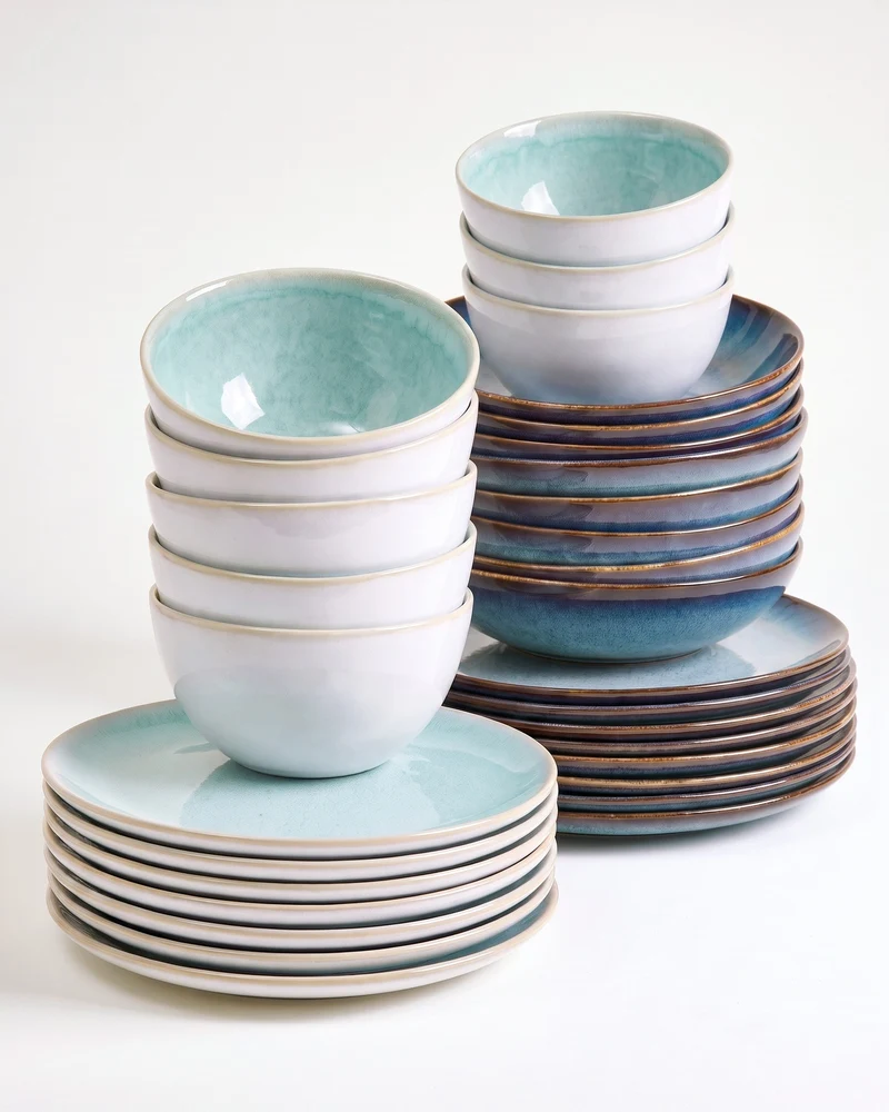 Geschirr-Set Ocean Vibes grünblau mint 32-teilig