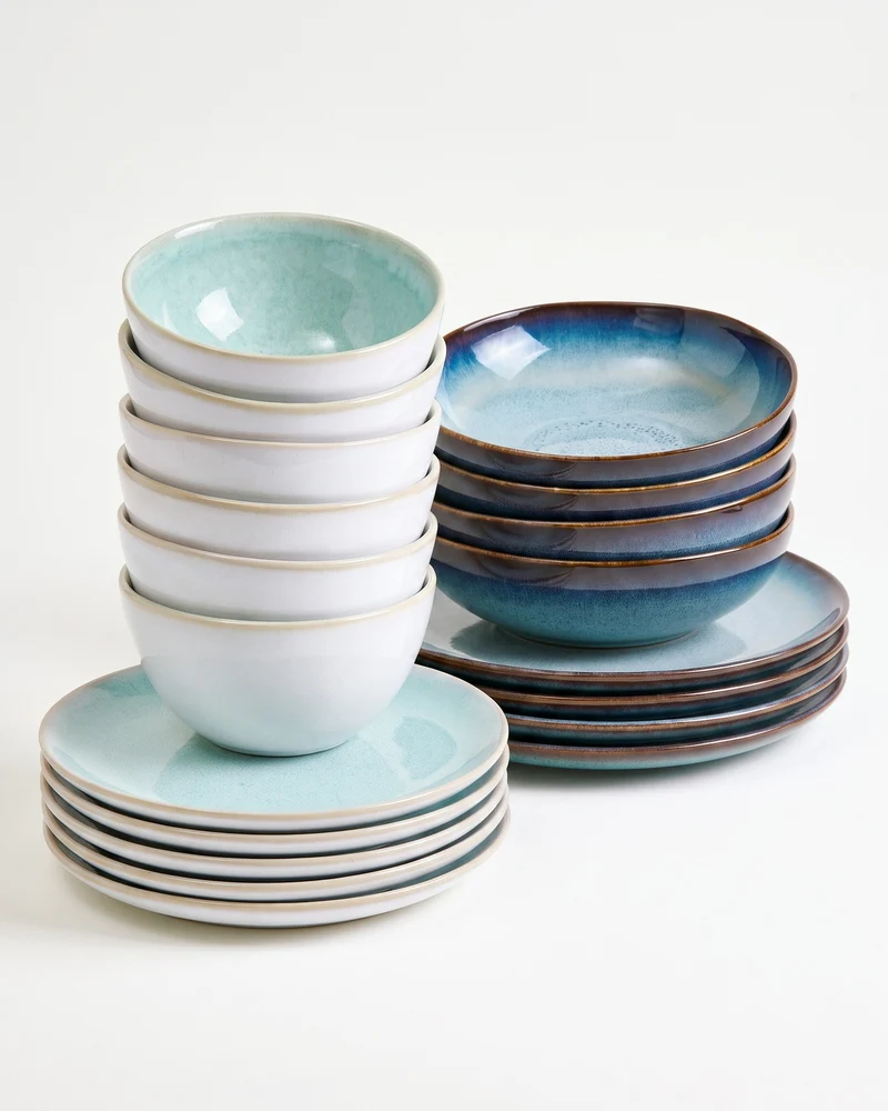 Geschirr-Set Ocean Vibes grünblau mint 24-teilig