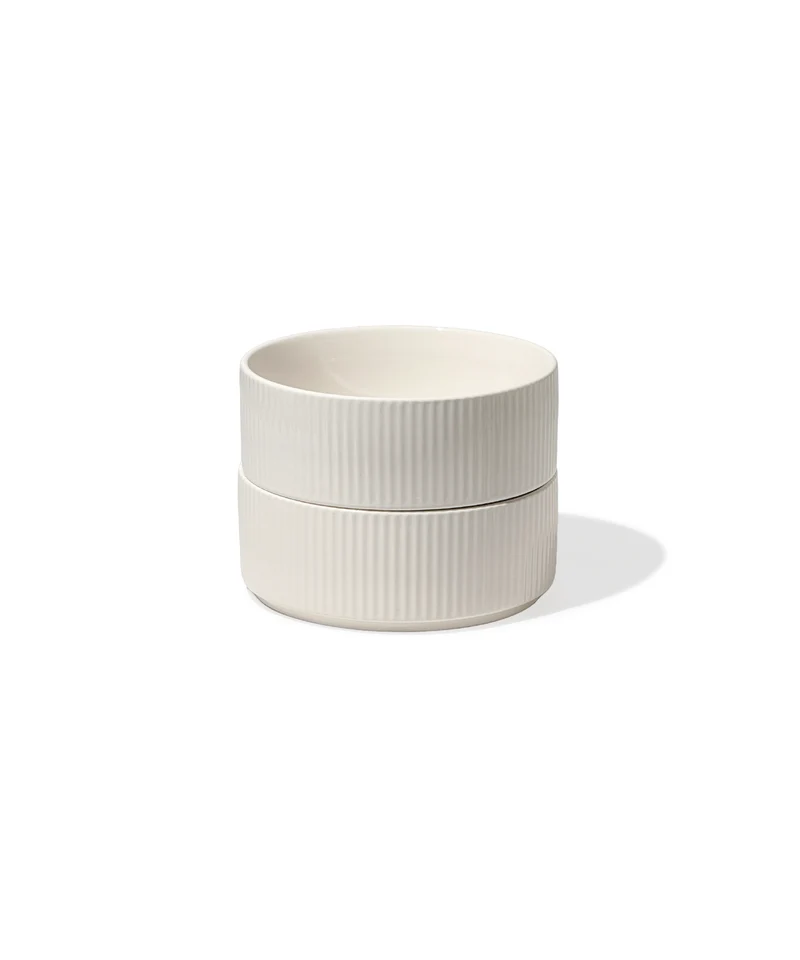 2er Set kleine Bowls cremeweiß gerillt | Nia