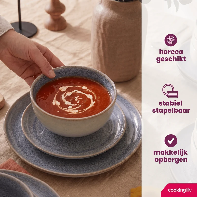 Cookinglife Speiseteller Serene Blue ø 28 cm - Steingut - 4 Stück