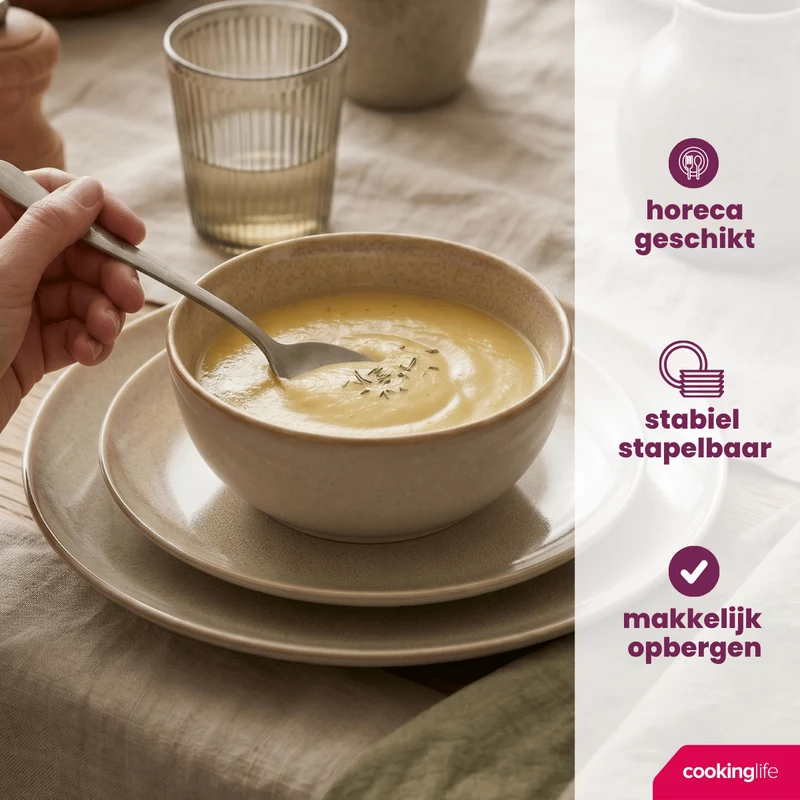 Cookinglife Speiseteller Serene Sand ø 28 cm - Steingut - 4 Stück