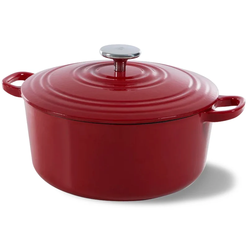 BK Bräter Bourgogne Chili Red Gusseisen ø 24 cm / 4,2 Liter - emaillierte Antihaftbeschichtung