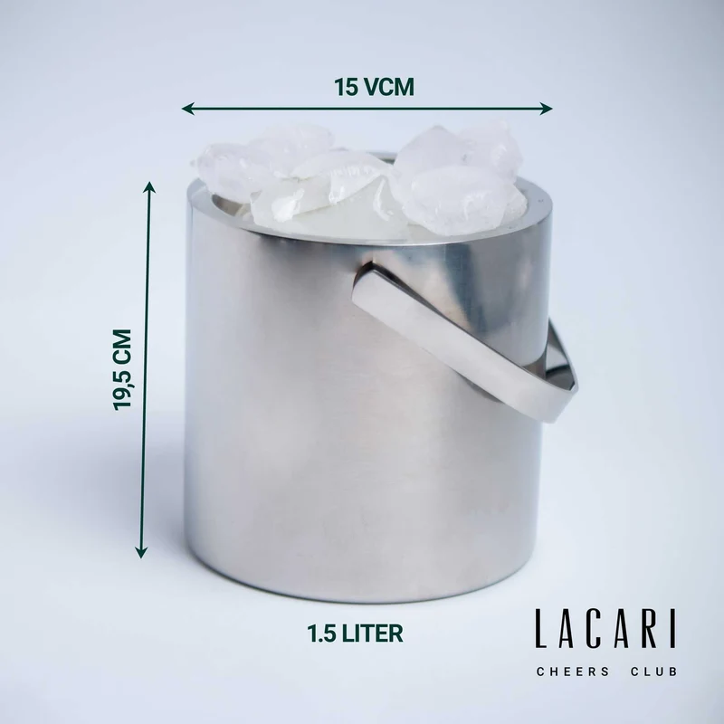 Edelstahl Eiswürfelbehälter 1,3L mit Deckel und Zange