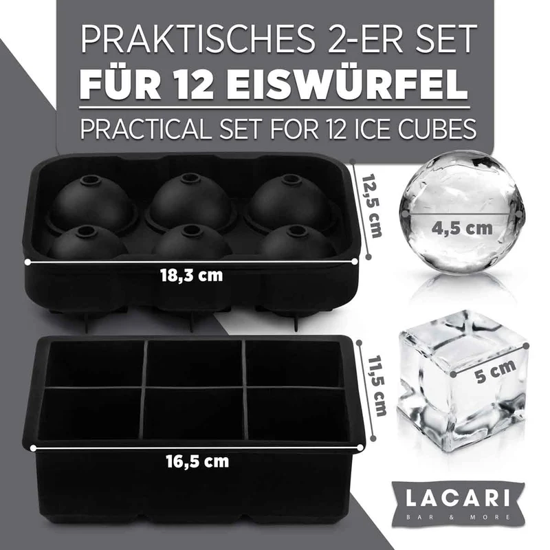 XXL Eiswürfelform runde & eckige Eiswürfel
