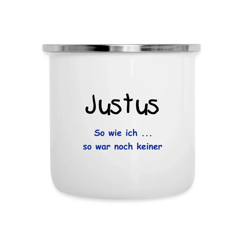 Personalisierte Emaille-Tasse mit Name & Spruch