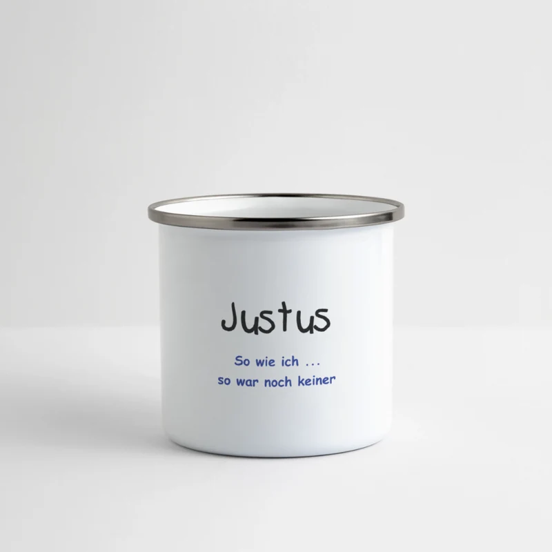 Personalisierte Emaille-Tasse mit Name & Spruch