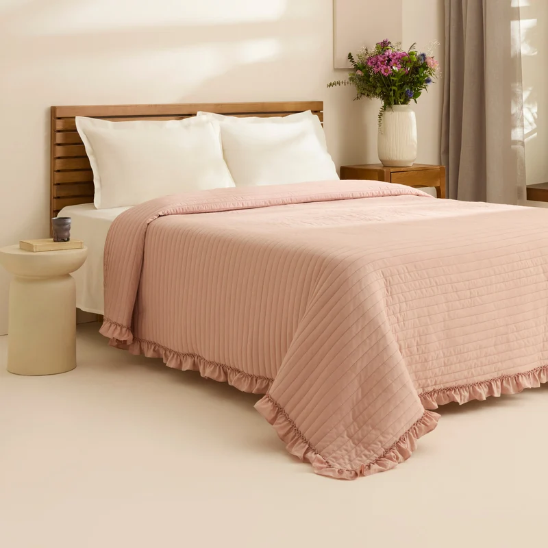 Karaca Freya Tagesdecke, Doppelbett, Puderrosa