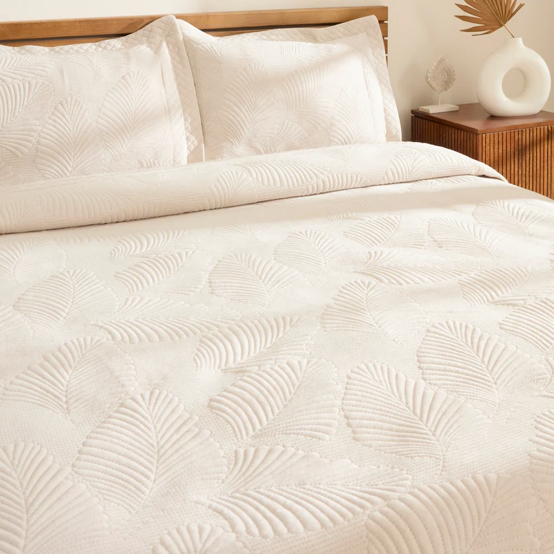 Karaca Lean Tagesdecke, Doppelbett, Ecru