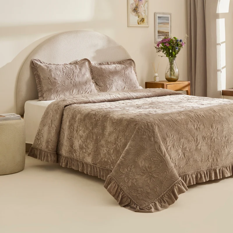Karaca Audrey Tagesdecke-Set, Doppelbett, Grau
