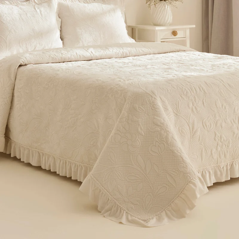 Karaca Audrey Tagesdecken-Set, Doppelbett, Ecru