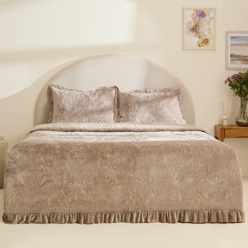 Karaca Audrey Tagesdecke, Einzelbett, Grau