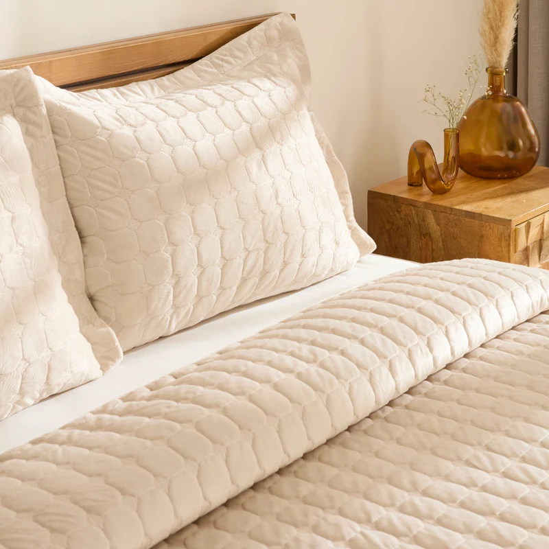 Karaca Alice Tagesdecken-Set, Einzelbett, Beige
