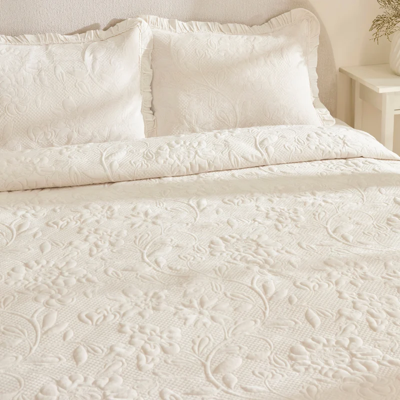 Karaca Audrey Tagesdecken-Set, Einzelbett, Ecru