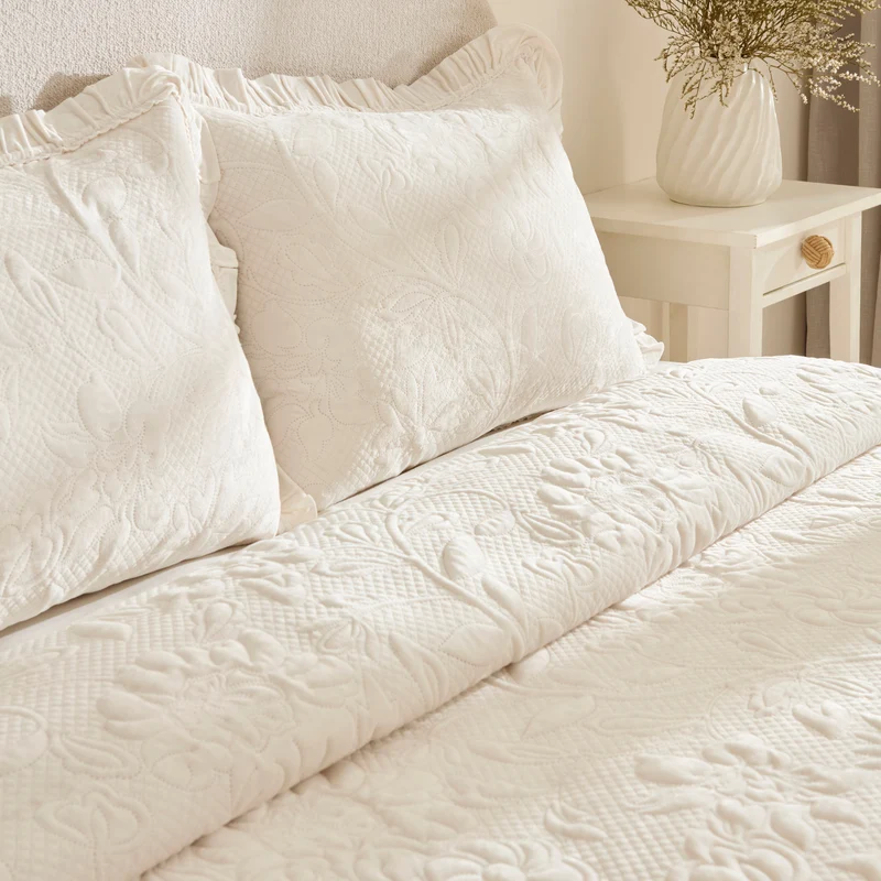 Karaca Audrey Tagesdecken-Set, Einzelbett, Ecru