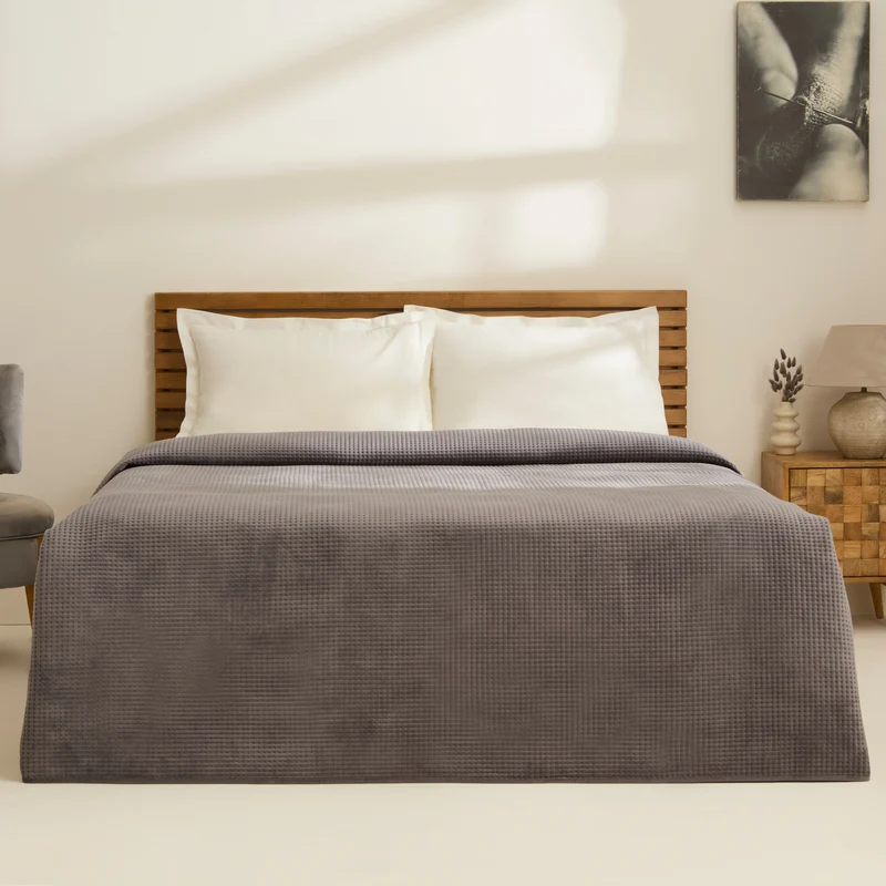 Karaca Chloe Tagesdecke, Einzelbett, Anthrazit