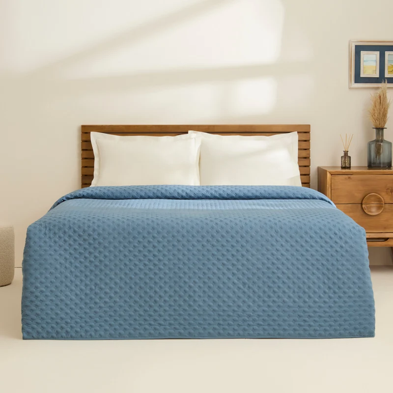 Karaca Ines Tagesdecken-Set, Doppelbett, Dunkelblau