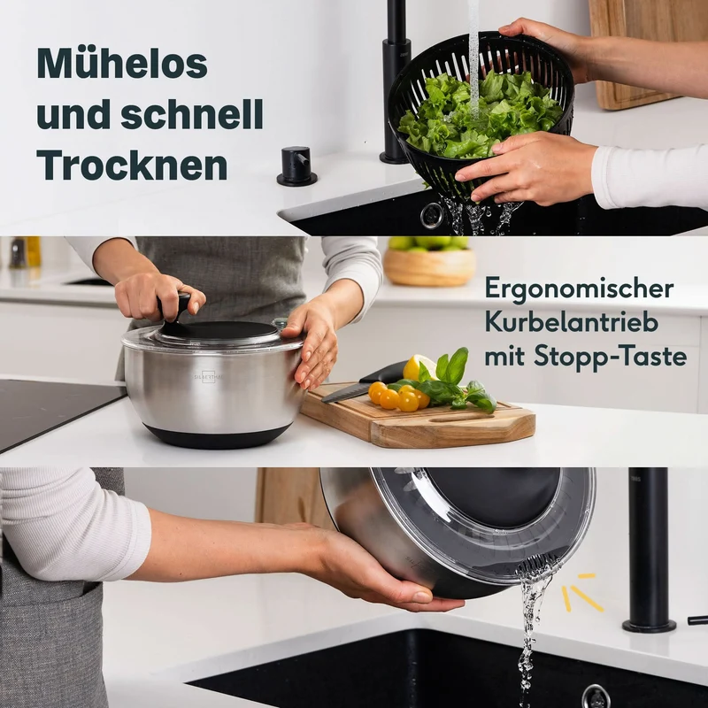 Salatschleuder Set mit Dressing Shaker