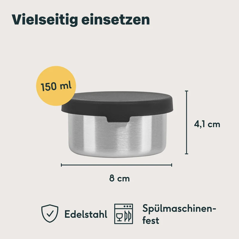 3x Mini-Dose aus Edelstahl Set