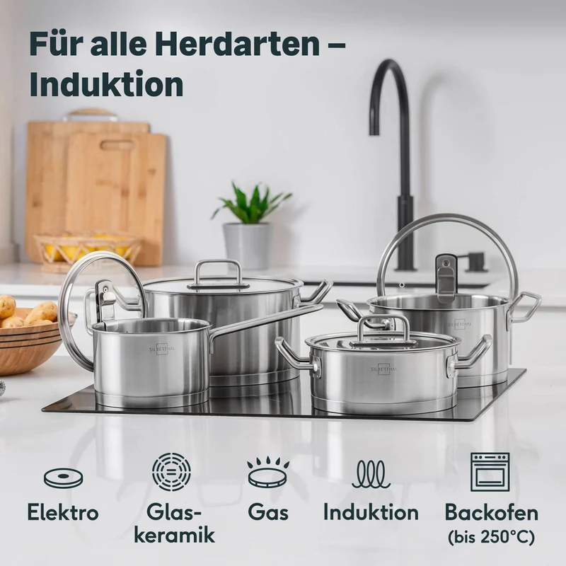 Pfannen & Topfset Unbeschichtet 11-teilig