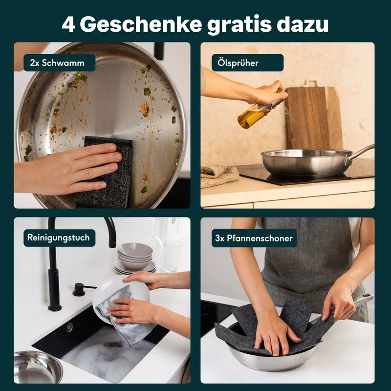 Pfannen & Topfset Unbeschichtet 11-teilig