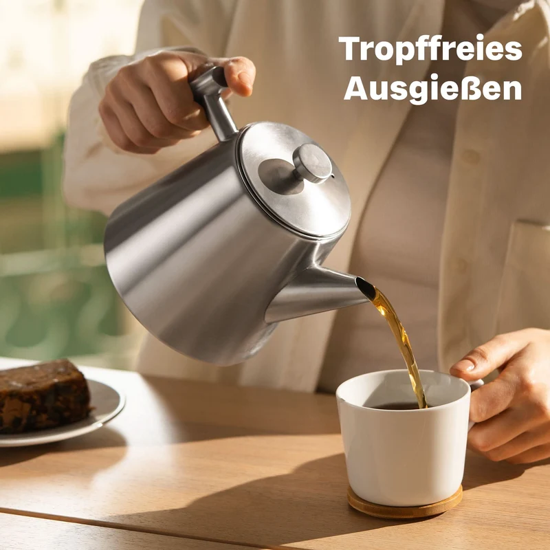 Doppelwandige Edelstahl Teekanne