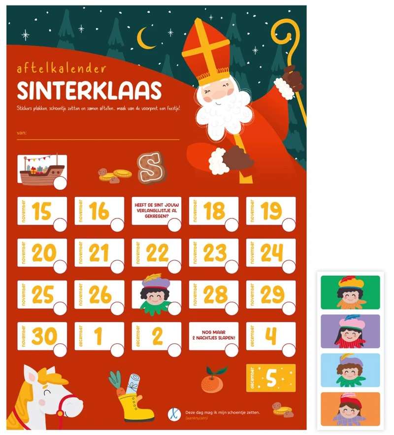Aftelkalender sinterklaas - PER STUK