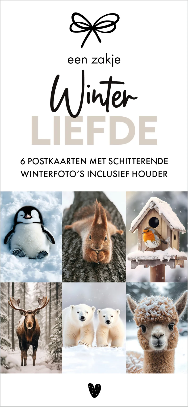 Zakje Winterliefde - houder plus 6 postkaarten